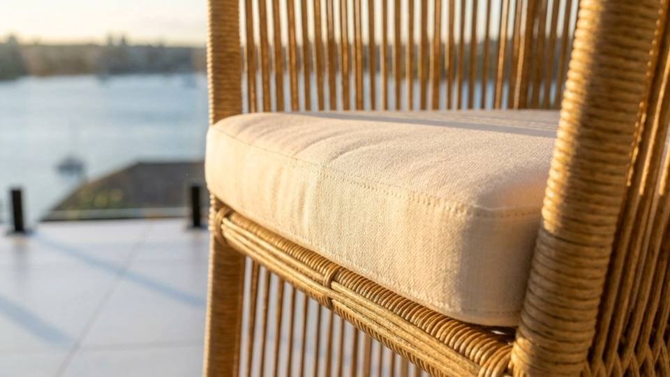 Noosa rope-weave lounge chair beside the water