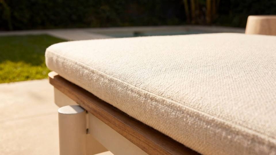 Solana sun lounger with a cream cushion in a garden
