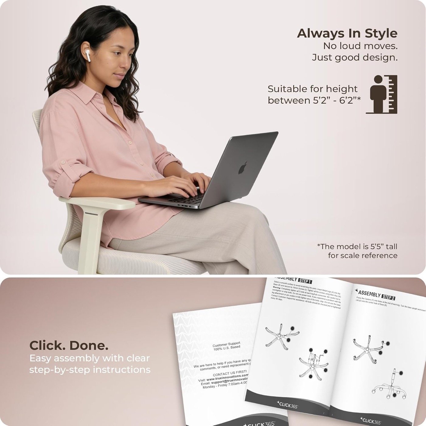 Click365 feature panel — seat structure and posture