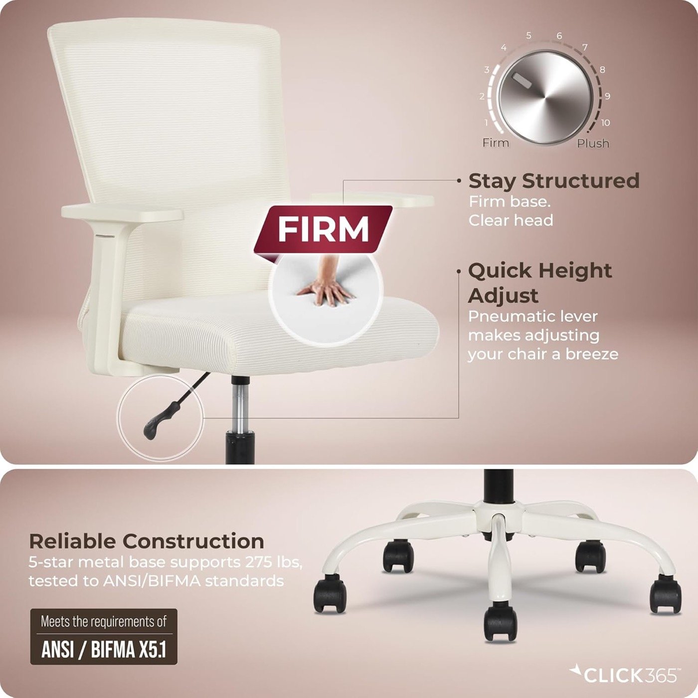 Click365 feature panel — height adjustment and construction